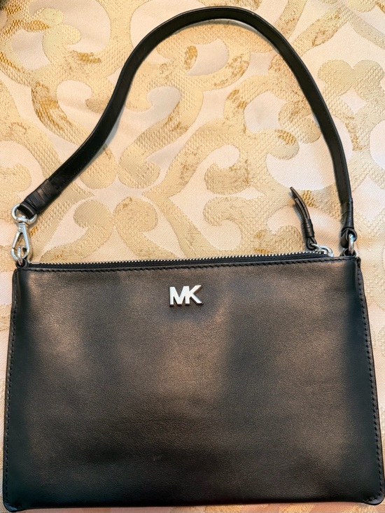 Michael Kors Handbags - Michael Kors Black Leather MK Mini Shoulder Bag